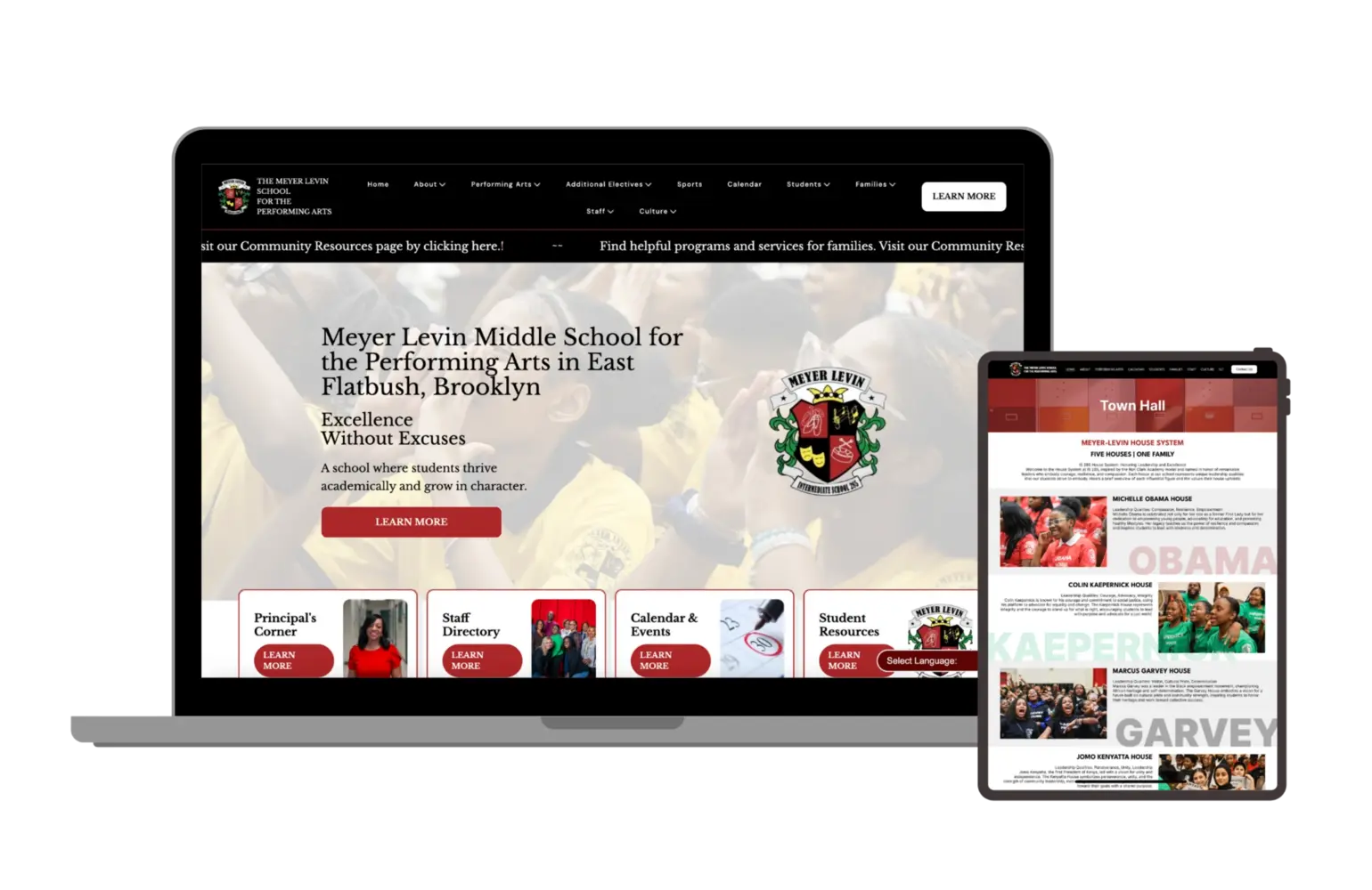 Meyer Levin Social School Website Design